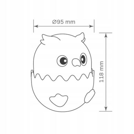 LED RGBW Lámpara táctil infantil regulable LED/1W/5V USB 1200 mAh búho rosa