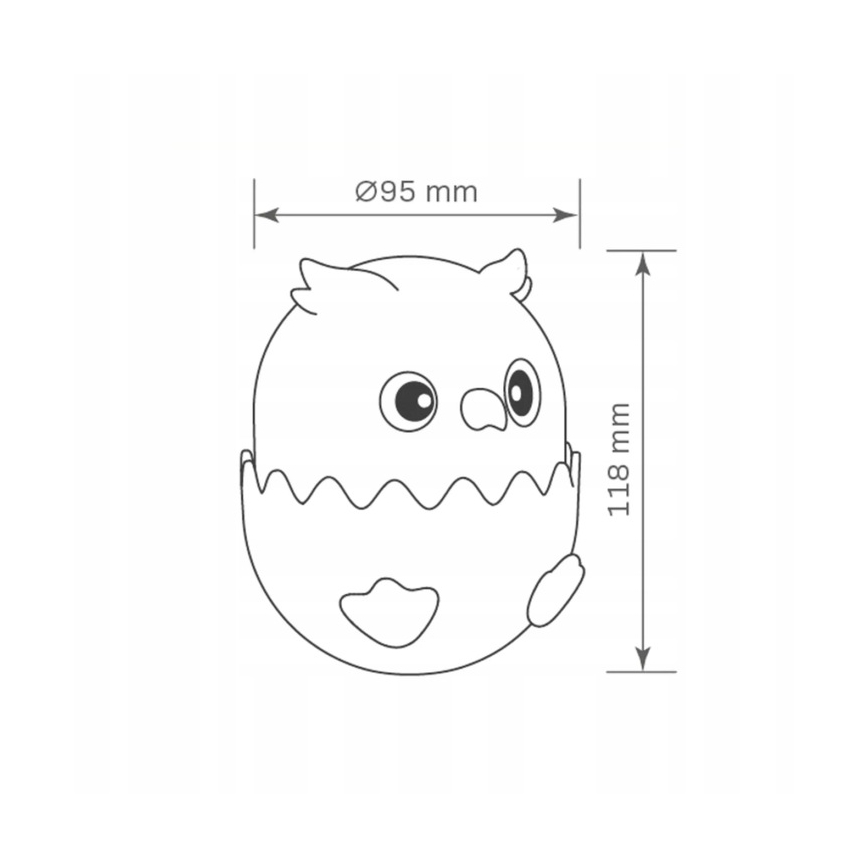 LED RGBW Lámpara táctil infantil regulable LED/1W/5V USB 1200 mAh búho rosa
