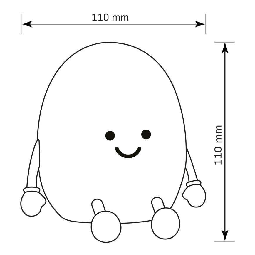 LED RGBW Lámpara táctil infantil regulable POTATO LED/2W/5V USB 1200 mAh patata