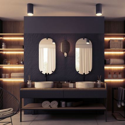 Foco empotrado LED RGBW regulable para baño TURYN 1xGU10/6W/230V 3000K Wi-Fi IP44 negro