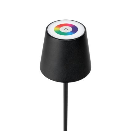 Lámpara recargable exterior LED RGBW regulable LED/1,5W/4000 mAh 3000K IP44 negra
