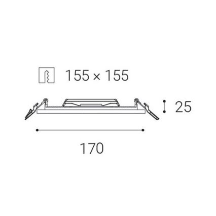 LED2 - Lámpara empotrada para baño SLIM LED/15W/230V IP43 CRI 90