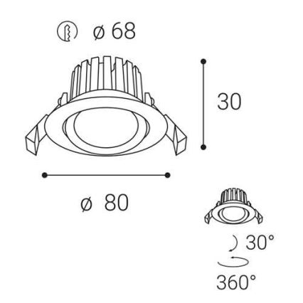 LED2 - Lámpara empotrable de baño LED regulable MAX LED/8W/230V 3000K IP65