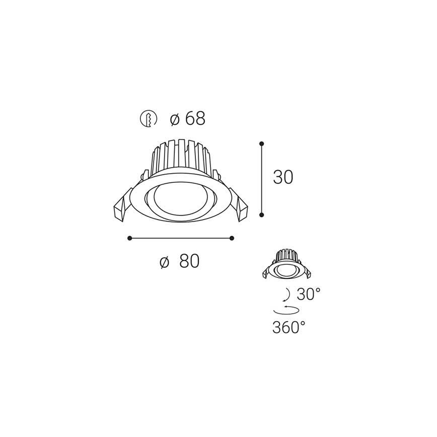 LED2 - Lámpara empotrable de baño LED regulable MAX LED/8W/230V 3000K IP65
