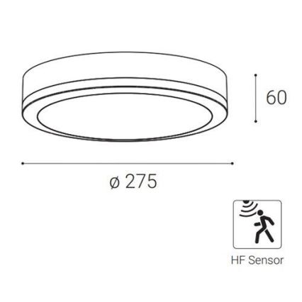 LED2 - Plafón LED de exterior con sensor KERY LED/18W/230V IP65 negro