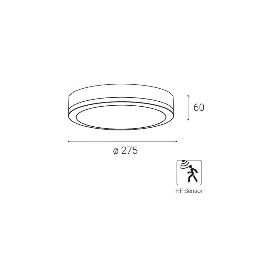 LED2 - Plafón LED de exterior con sensor KERY LED/18W/230V IP65 negro