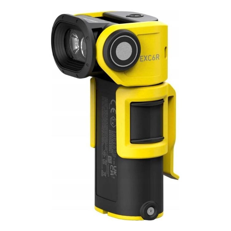 Ledlenser EXC6R - Linterna LED recargable con regulación de intensidad y estación de carga, 1900 mAh, IP68, 300 lm, 10 h, amarillo
