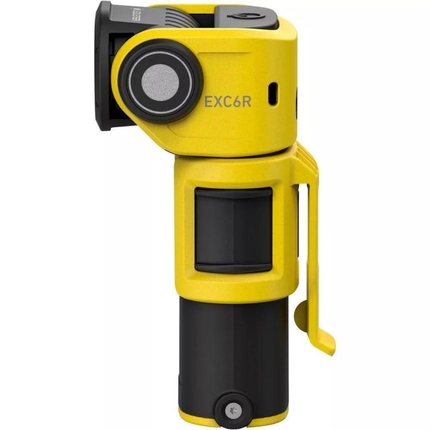 Ledlenser EXC6R - Linterna LED recargable con regulación de intensidad y estación de carga, 1900 mAh, IP68, 300 lm, 10 h, amarillo