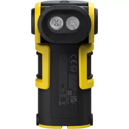 Ledlenser EXC6R - Linterna LED recargable con regulación de intensidad y estación de carga, 1900 mAh, IP68, 300 lm, 10 h, amarillo