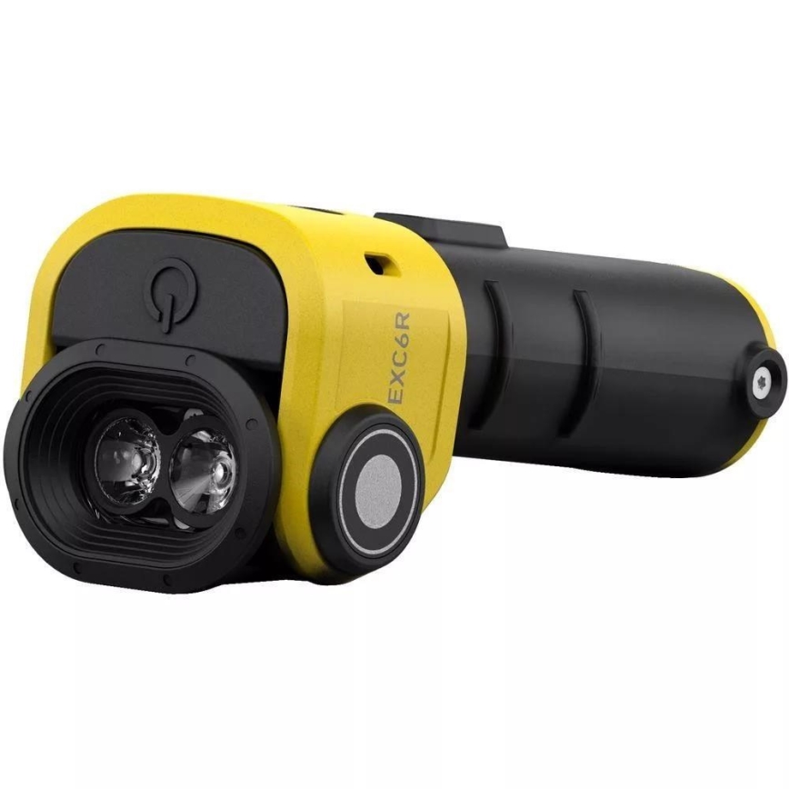 Ledlenser EXC6R - Linterna LED recargable con regulación de intensidad y estación de carga, 1900 mAh, IP68, 300 lm, 10 h, amarillo