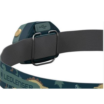 Ledlenser KIDLED4R DINO - Linterna frontal infantil recargable y regulable LED/280 mAh IPX4 40 lm 18 h verde