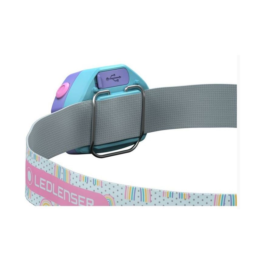 Ledlenser KIDLED4R RAINBOW - linterna frontal infantil recargable LED regulable / 280 mAh IPX4 40 lm 18 h violeta