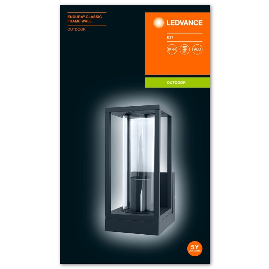 Ledvance - Aplique de exterior FRAME 1xE27/60W/230V IP44