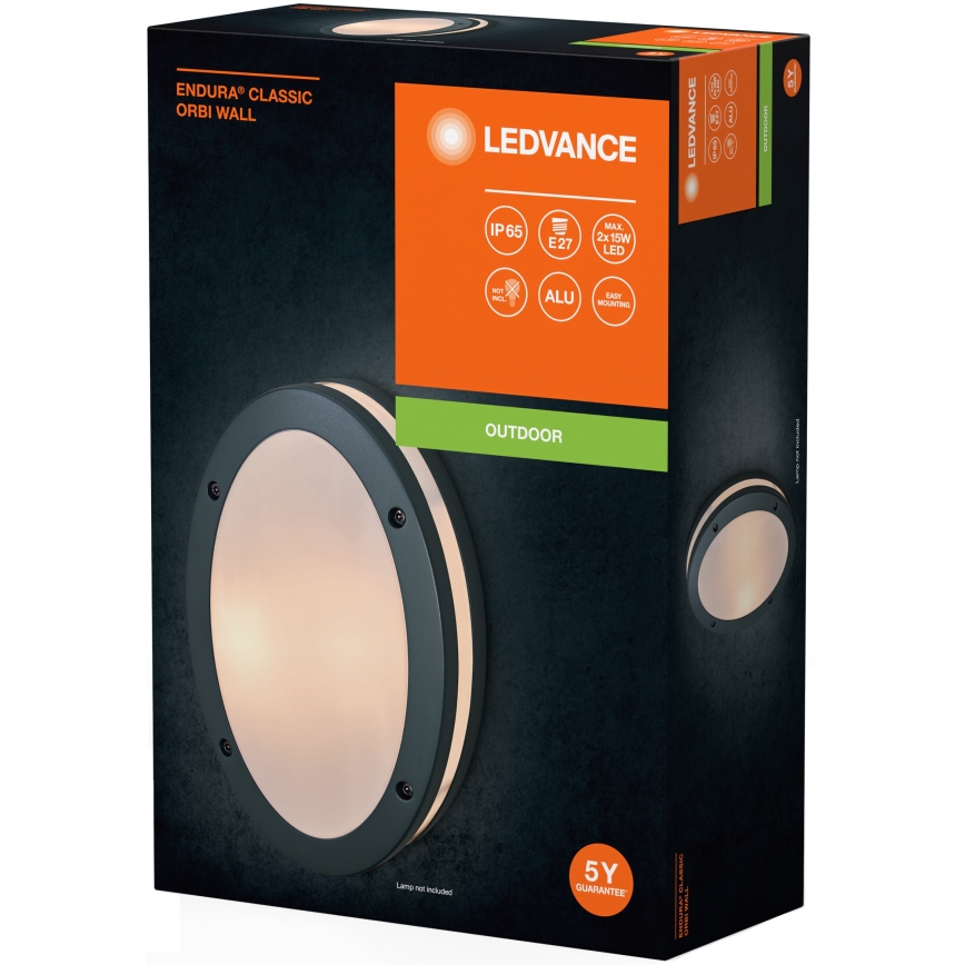 Ledvance - Aplique de exterior ORBI 2xE27/18W/230V IP65