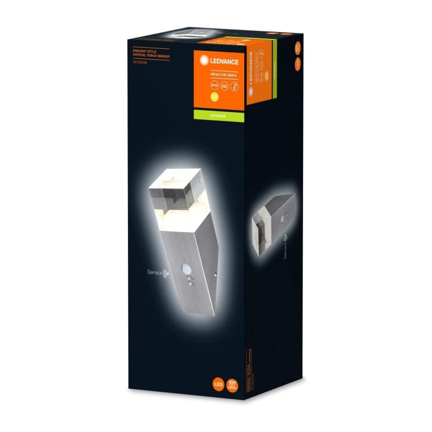 Ledvance - Aplique LED de pared para exterior con sensor CRYSTAL LED/5W/230V IP44