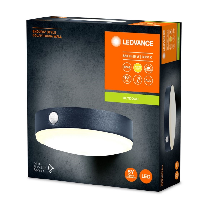 Ledvance - LED Luz solar de pared con sensor de movimiento y crepuscular ENDURA STYLE LED/6W/3,7V 1420 mAh IP44