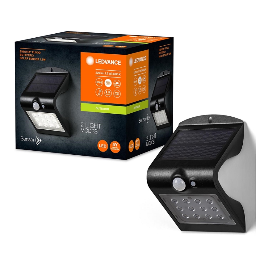 Ledvance - Aplique LED solar con sensor MARIPOSA LED/1,5W/3,7V 1200 mAh IP65