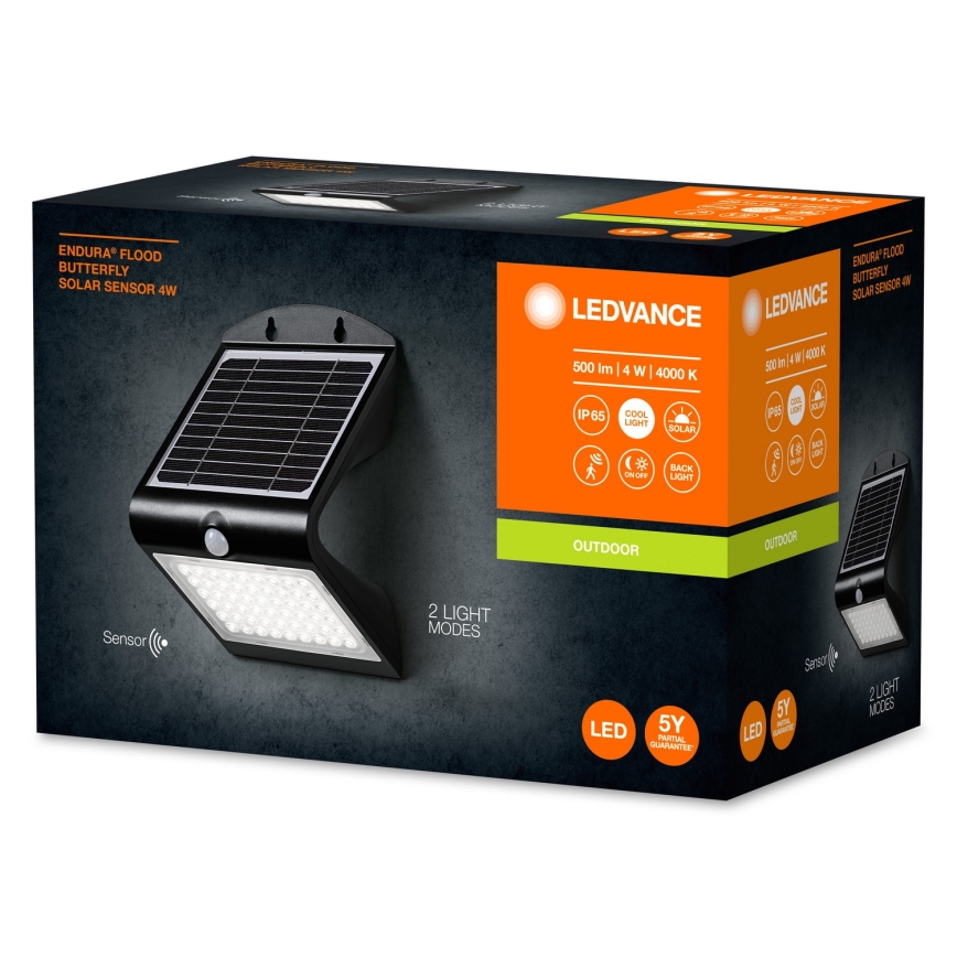 Ledvance - LED Luz solar de pared con sensor de movimiento y crepuscular MARIPOSA LED/4W/3,7V 2000 mAh IP65