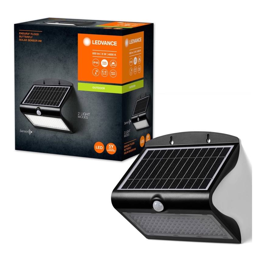 Ledvance - Aplique LED solar con sensor MARIPOSA LED/8W/3,7V 2000 mAh IP65