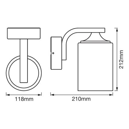 Ledvance - Aplique para exterior CYLINDER 1xE27/60W/230V IP43 negro