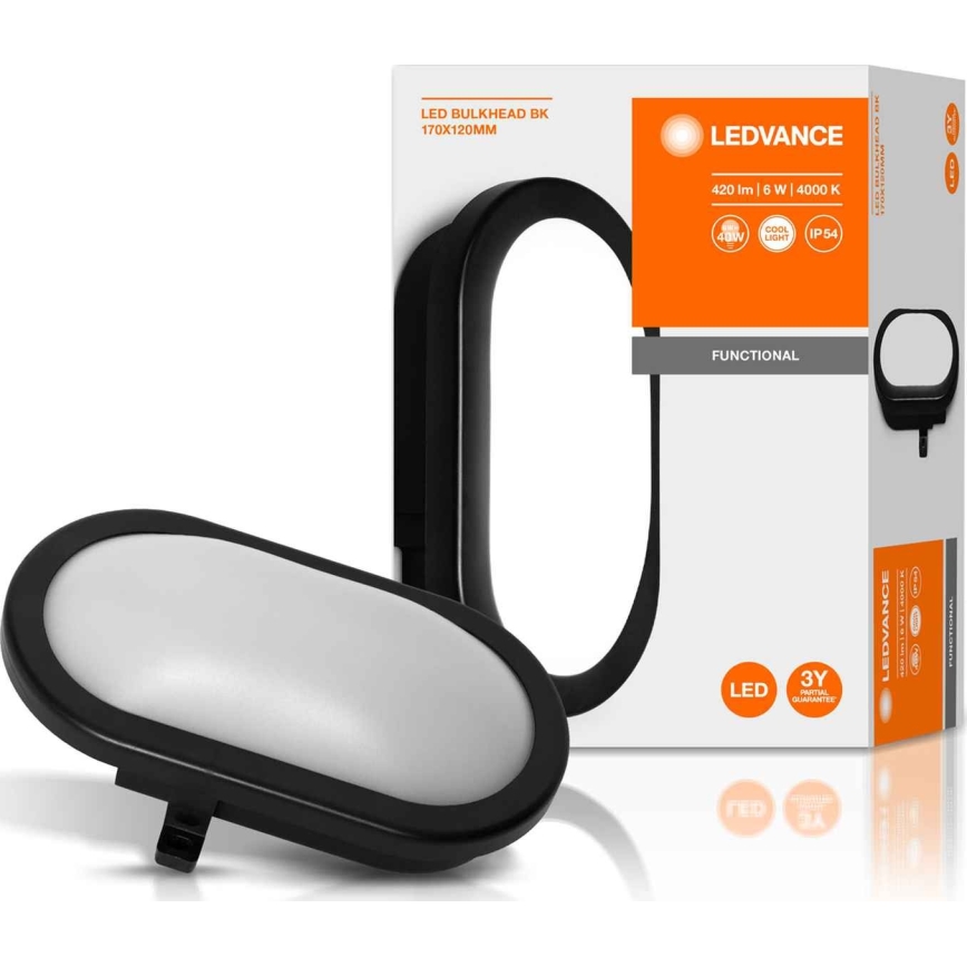 Ledvance - Aplique para exterior LED BULKHEAD LED/6W/230V IP54 negro