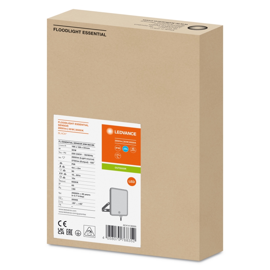 Ledvance - Proyector LED exterior con sensor FLOODLIGHT LED/30W/230V 6500K IP65