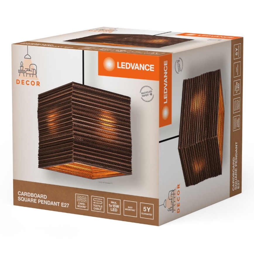 Ledvance - Lámpara colgante DECOR CARDBOARD 1xE27/15W/230V 25x25 cm