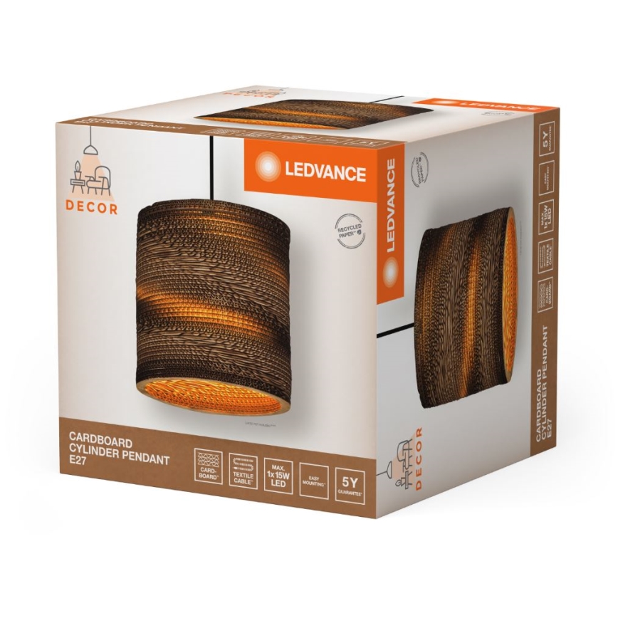 Ledvance - Lámpara colgante DECOR CARDBOARD 1xE27/15W/230V diá. 25 cm