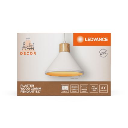 Ledvance - Lámpara colgante DECOR PLASTER 1xE27/25W/230V diá. 22 cm yeso blanco