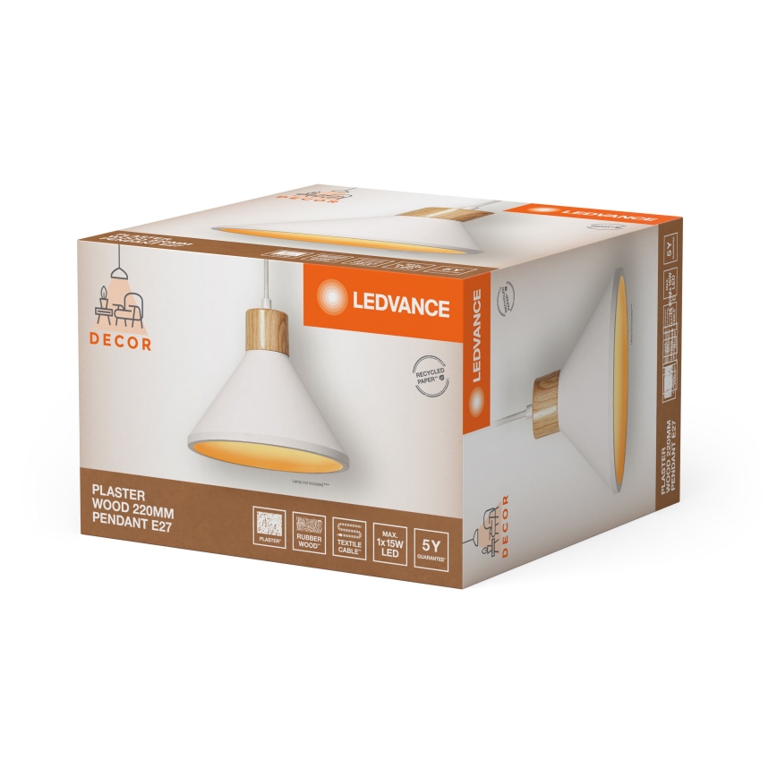 Ledvance - Lámpara colgante DECOR PLASTER 1xE27/25W/230V diá. 22 cm yeso blanco