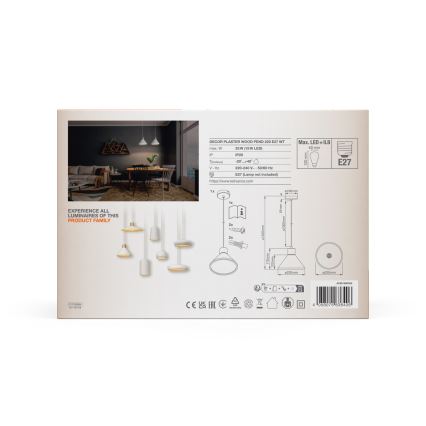 Ledvance - Lámpara colgante DECOR PLASTER 1xE27/25W/230V diá. 22 cm yeso blanco