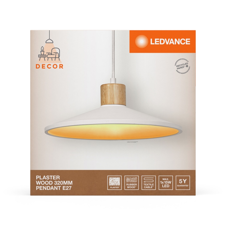 Ledvance - Lámpara colgante DECOR PLASTER 1xE27/25W/230V diá. 32 cm yeso blanco