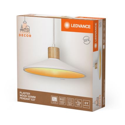 Ledvance - Lámpara colgante DECOR PLASTER 1xE27/25W/230V diá. 32 cm yeso blanco