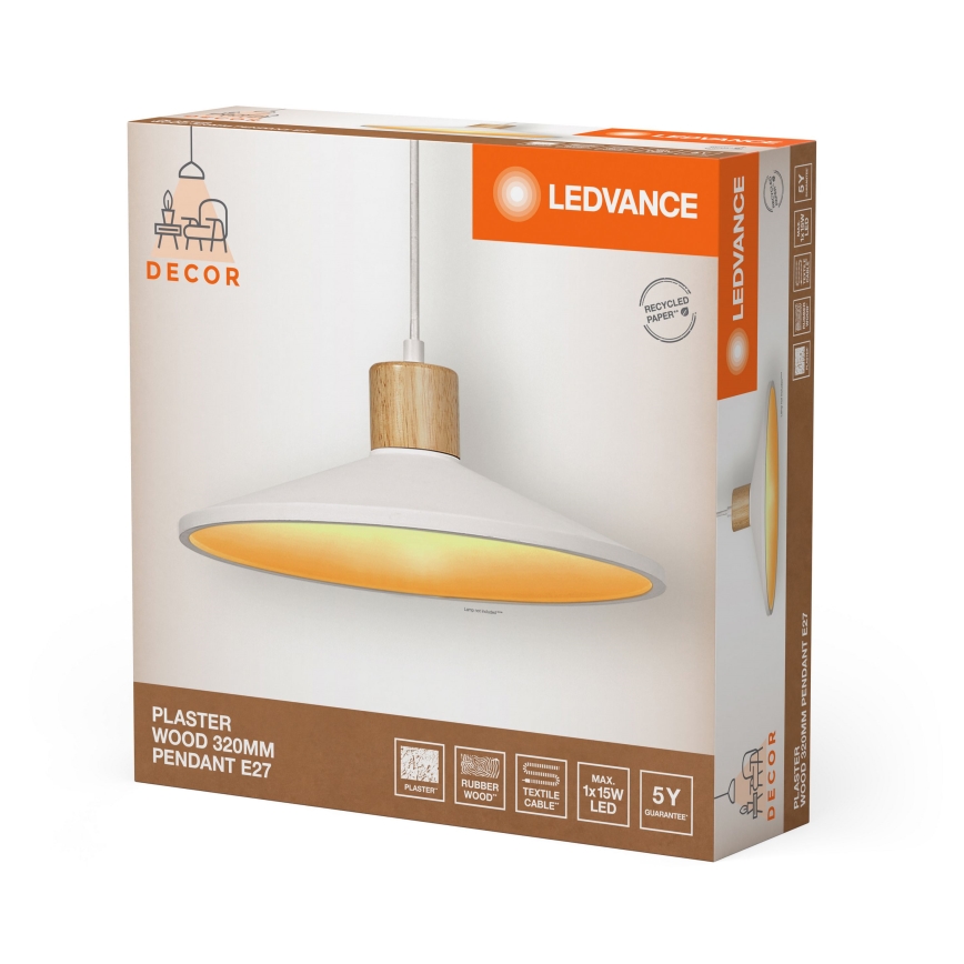 Ledvance - Lámpara colgante DECOR PLASTER 1xE27/25W/230V diá. 32 cm yeso blanco