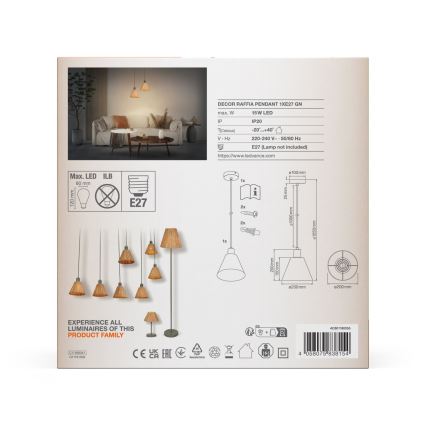 Ledvance - Lámpara colgante DECOR RAFFIA 1xE27/15W/230V rafia
