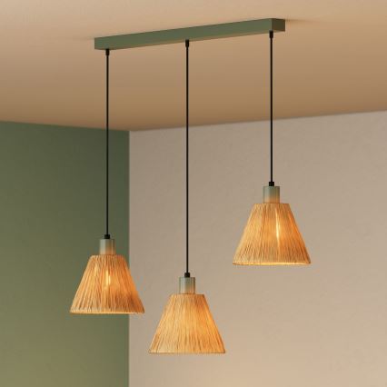 Ledvance - Lámpara colgante DECOR RAFFIA 3xE27/15W/230V rafia