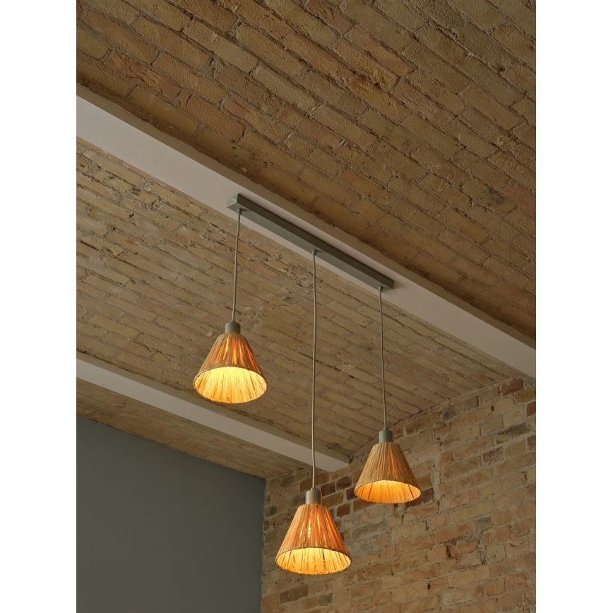 Ledvance - Lámpara colgante DECOR RAFFIA 3xE27/15W/230V rafia