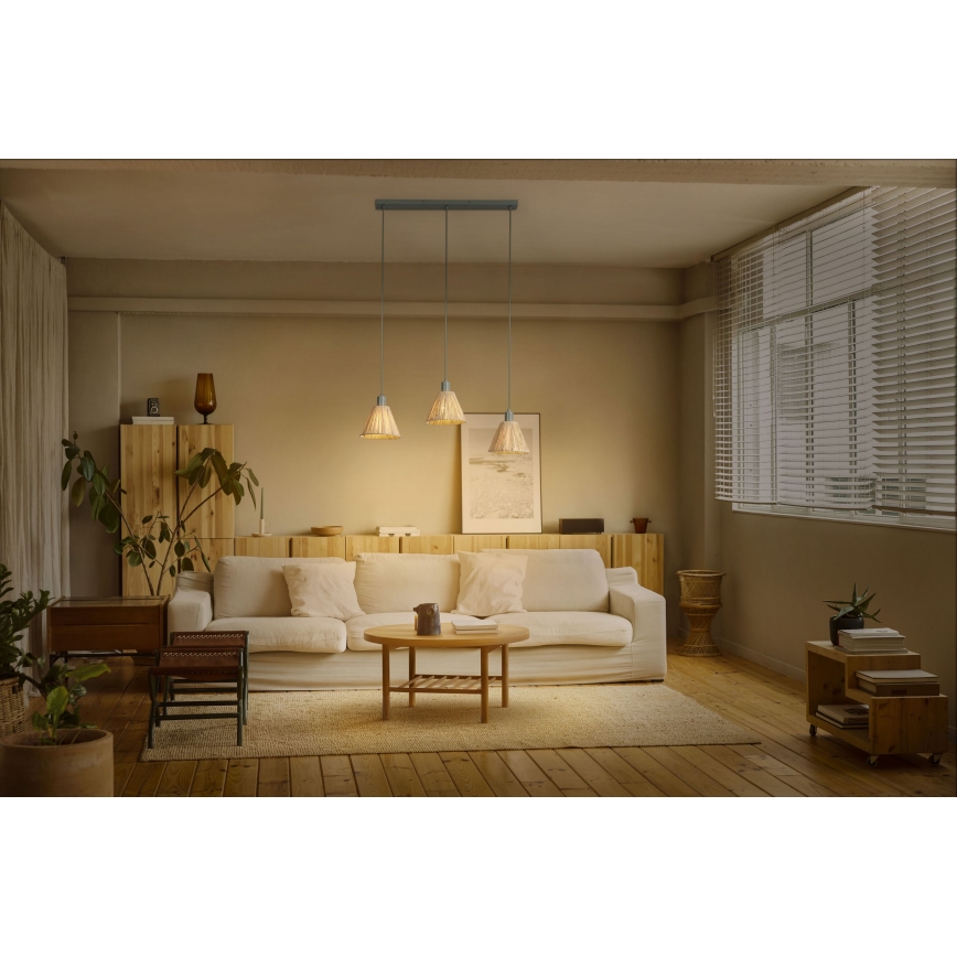 Ledvance - Lámpara colgante DECOR RAFFIA 3xE27/15W/230V rafia