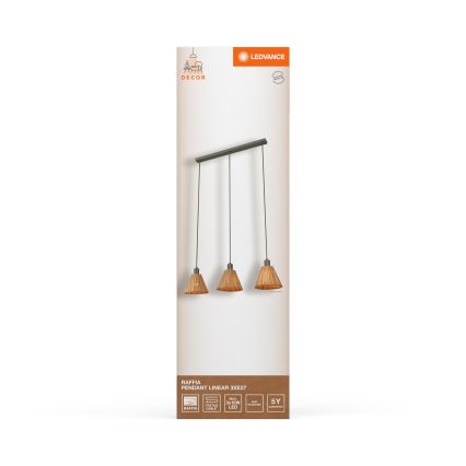 Ledvance - Lámpara colgante DECOR RAFFIA 3xE27/15W/230V rafia