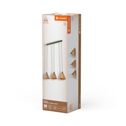 Ledvance - Lámpara colgante DECOR RAFFIA 3xE27/15W/230V rafia