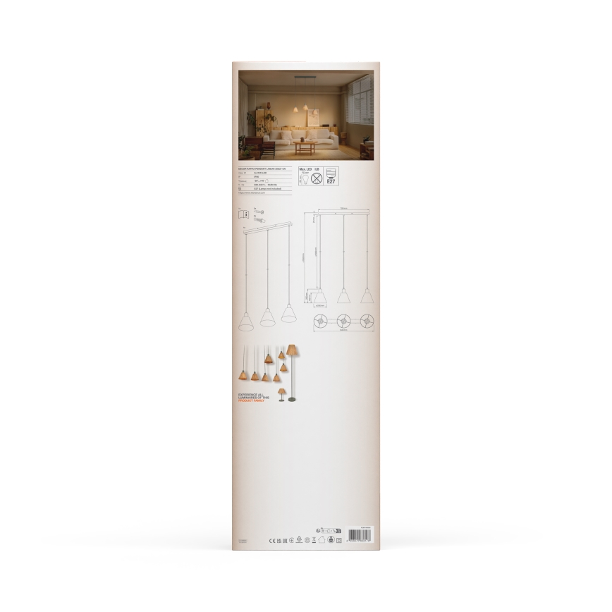 Ledvance - Lámpara colgante DECOR RAFFIA 3xE27/15W/230V rafia