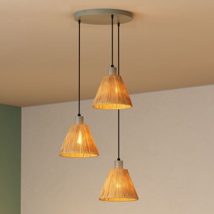 Ledvance - Lámpara colgante DECOR RAFFIA 3xE27/15W/230V rafia