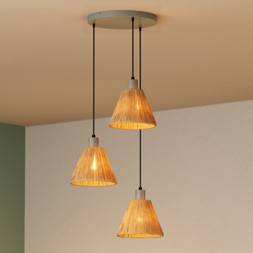 Ledvance - Lámpara colgante DECOR RAFFIA 3xE27/15W/230V rafia