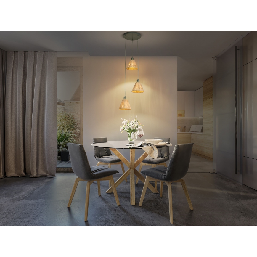 Ledvance - Lámpara colgante DECOR RAFFIA 3xE27/15W/230V rafia