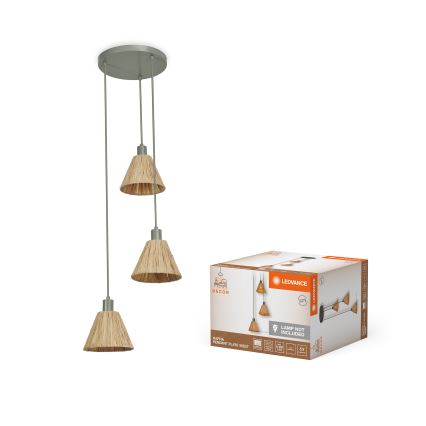 Ledvance - Lámpara colgante DECOR RAFFIA 3xE27/15W/230V rafia