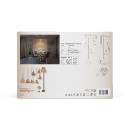 Ledvance - Lámpara colgante DECOR RAFFIA 3xE27/15W/230V rafia