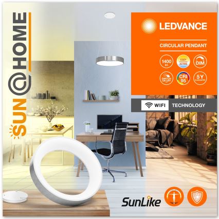 Ledvance - Lámpara colgante LED regulable con cable SUN@HOME CIRCULAR LED/18,5W/230V Wi-Fi