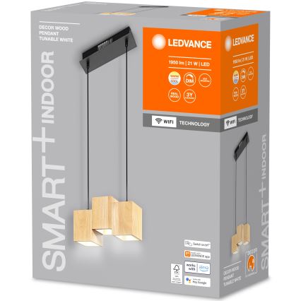 Ledvance - Lámpara de araña LED regulable por cable DECOR WOOD 3xLED/7W/230V Wi-Fi