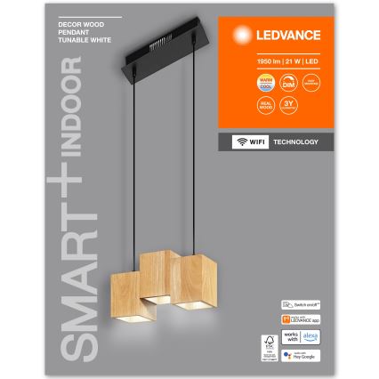 Ledvance - Lámpara de araña LED regulable por cable DECOR WOOD 3xLED/7W/230V Wi-Fi