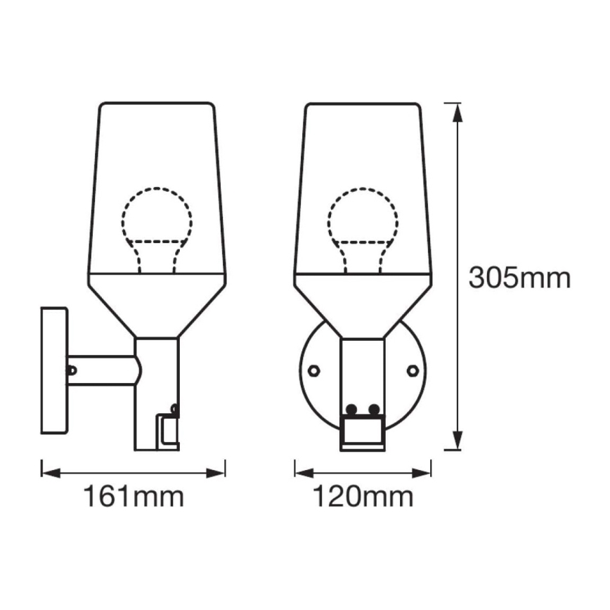 Ledvance - Lámpara de pared exterior con sensor CALICE 1xE27/60W/230V IP44
